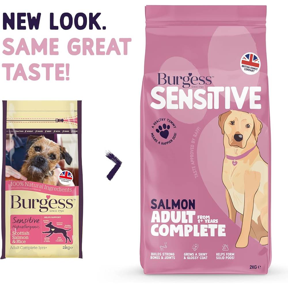 Burgess Sensitive Adult Salmon Dry Dog Food -2 Kg