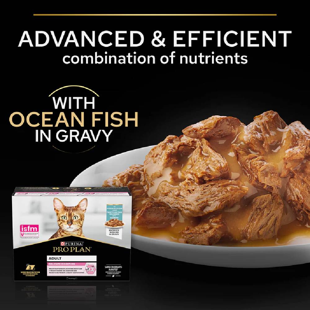 Pro Plan - Delicate Wet Cat Food, Oceanfish In Gravy, Multipack, 10 X 85G