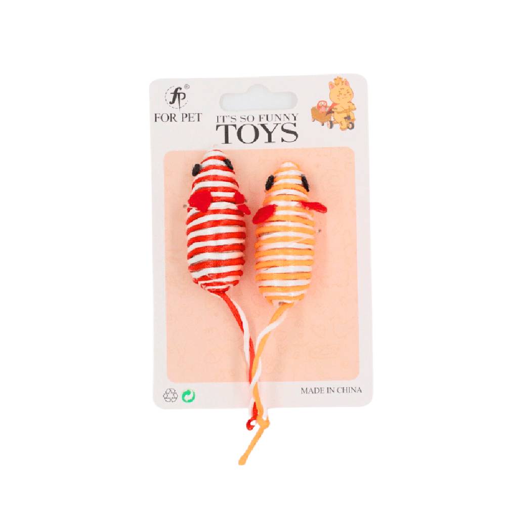 For Pet - Stripey Mice Cat Toys 2pcs Per Pack (Multicolor)