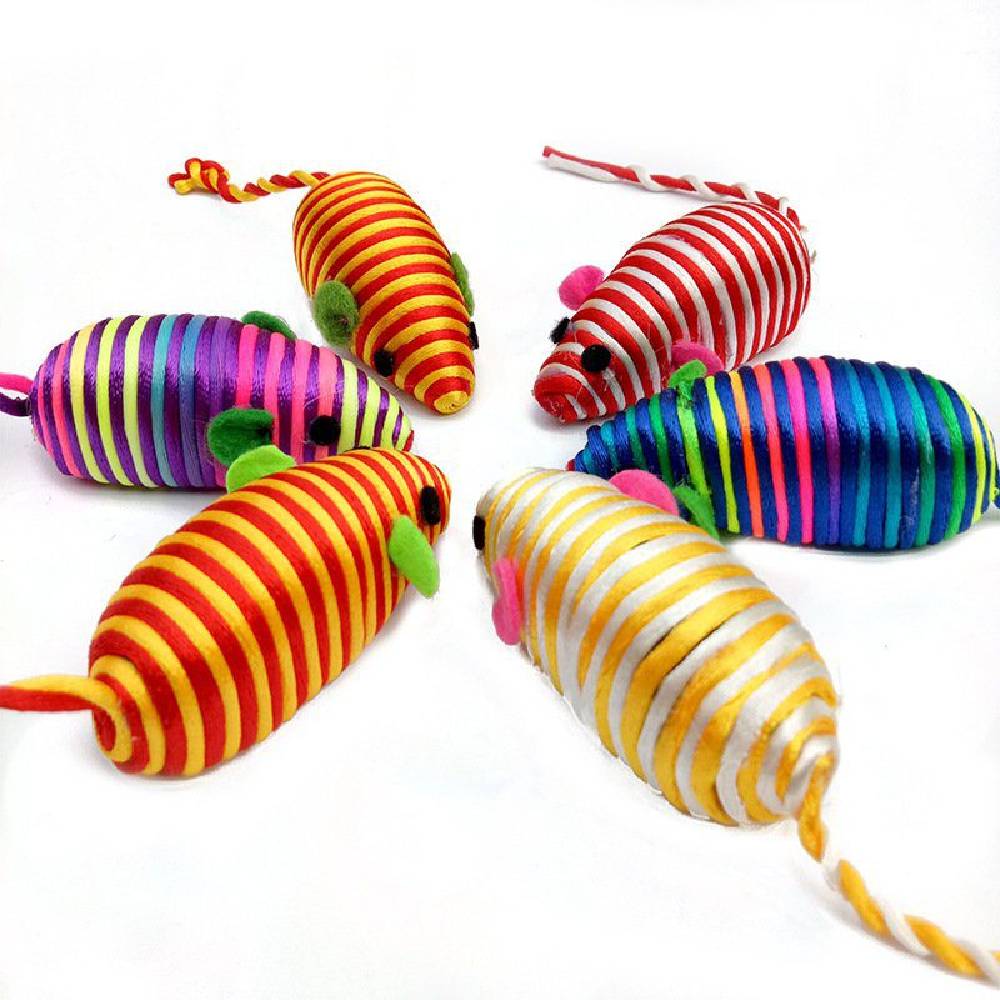 For Pet - Stripey Mice Cat Toys 2pcs Per Pack (Multicolor)