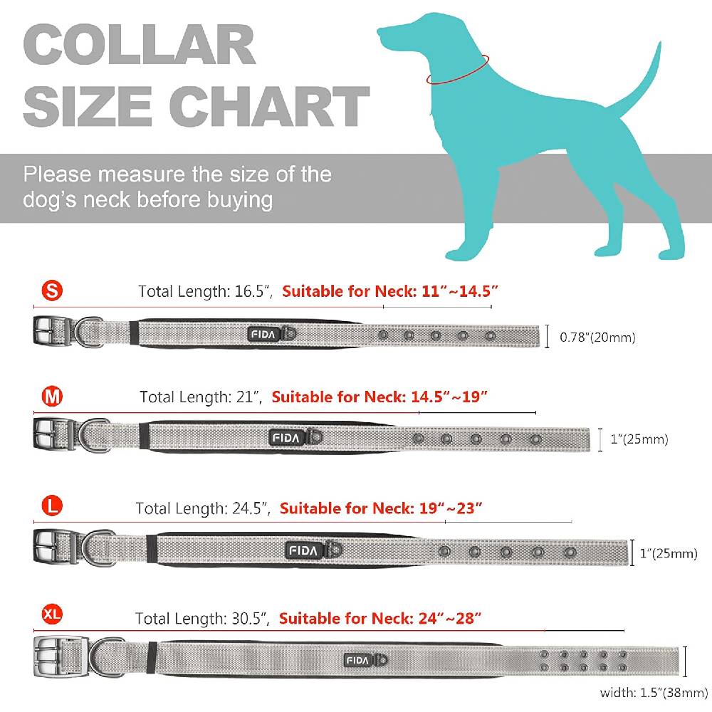 Fida - Heavy Duty Dog Collar- Medium
