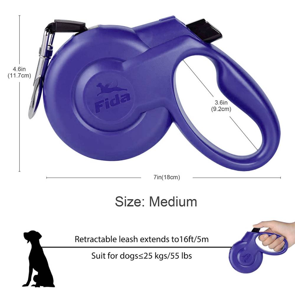 Fida - Retractable Dog Leash Heavy Duty - Blue
