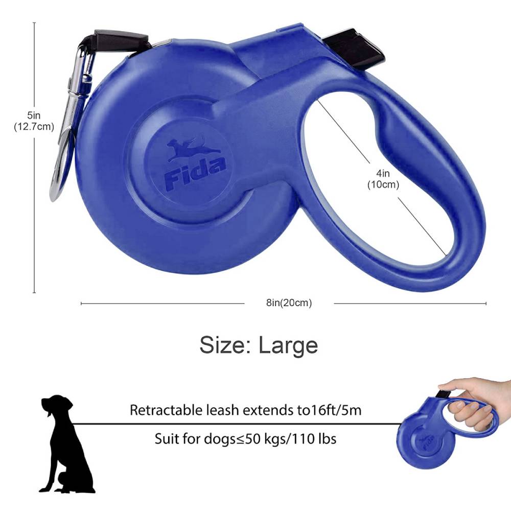 Fida - Retractable Dog Leash Heavy Duty - Blue