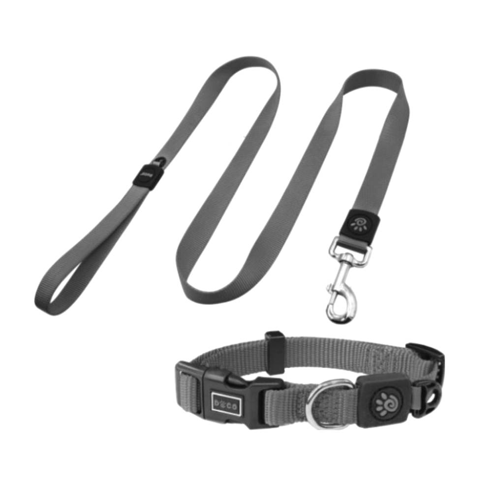 DOCO - Signature Nylon Collar+Nylon Leash - 4ft, Grey