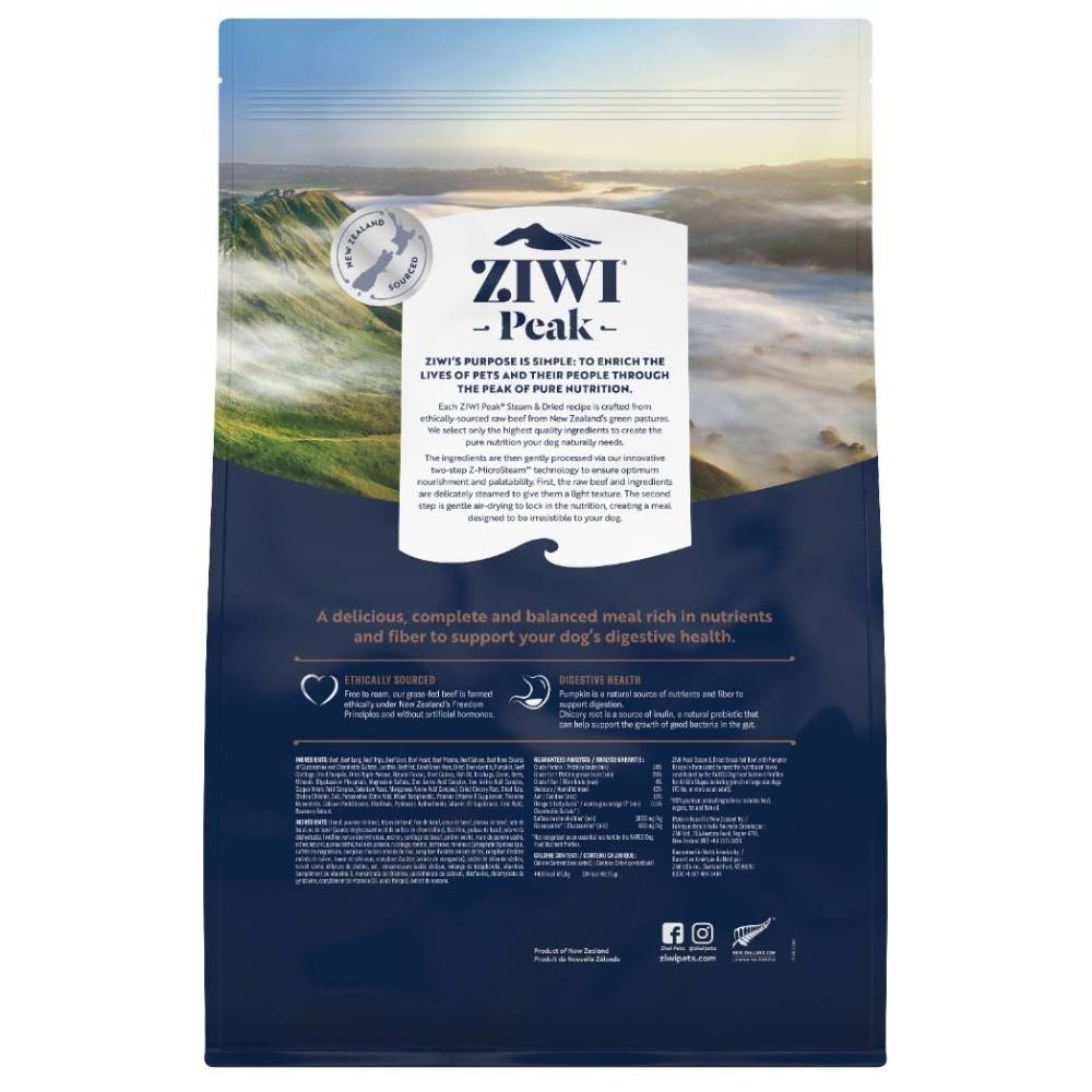 ZIWI Peak - Steam & Dried Grass-Fed Beef with Pumpkin Recipe Dry Dog Food
