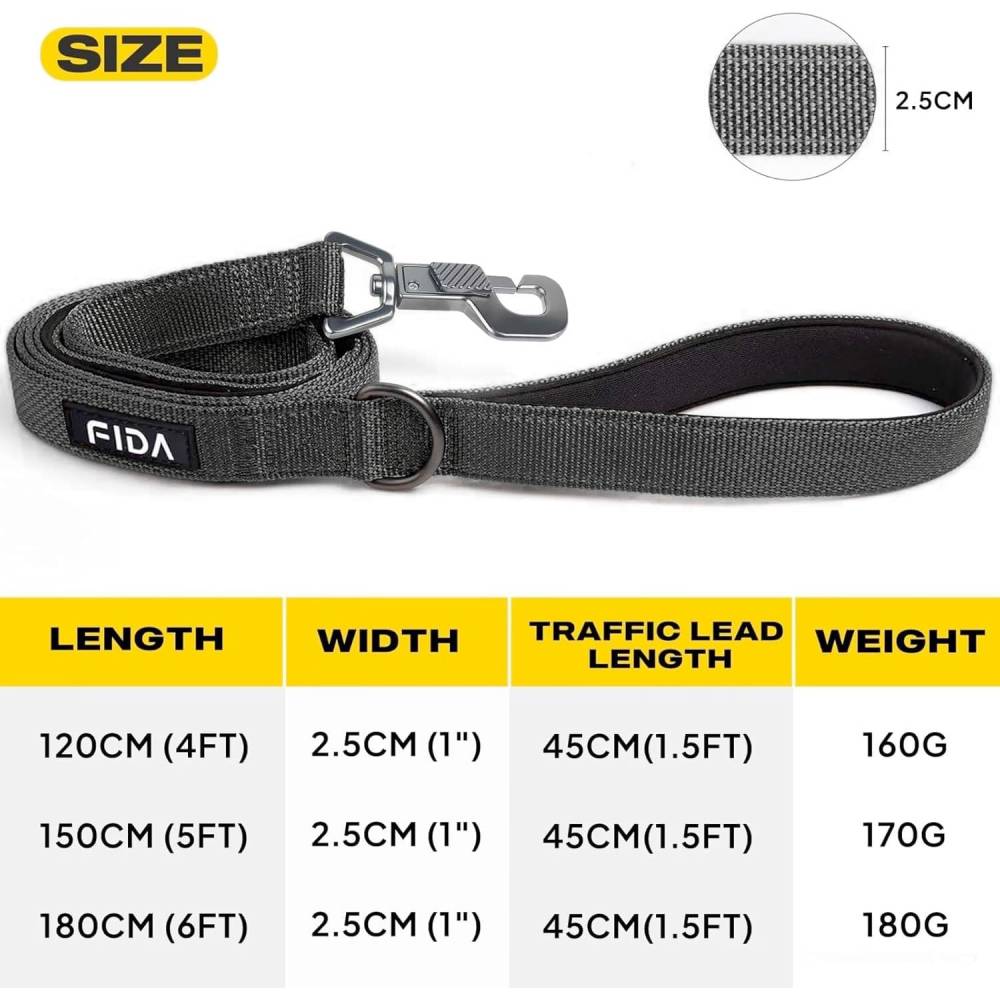 Fida - Heavy Duty Dog Leash - Black