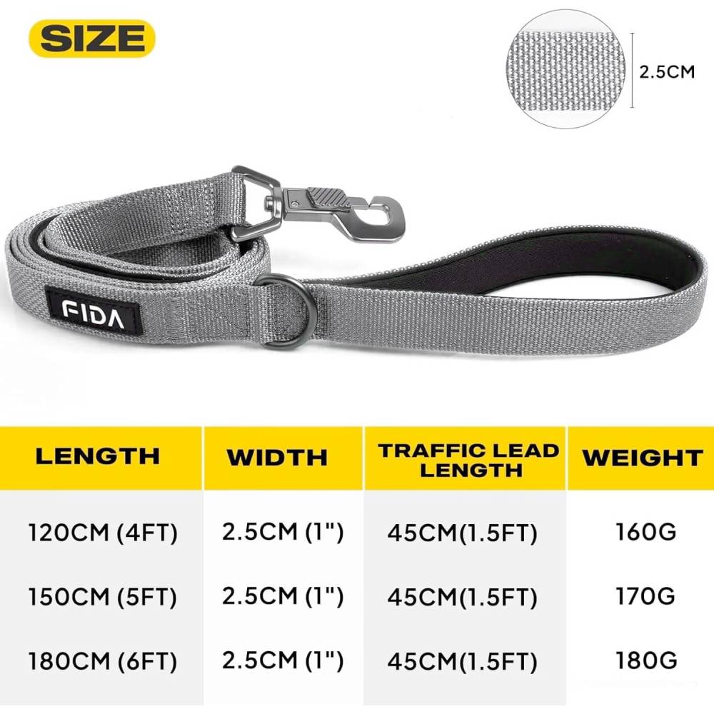 Fida Heavy Duty Dog Leash - Grey