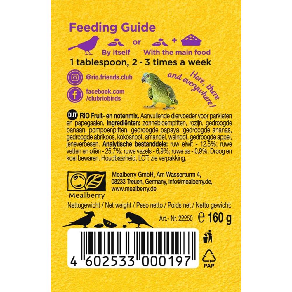 RIO - Fruit And Nuts Mix Natural Treats For Birds 160G