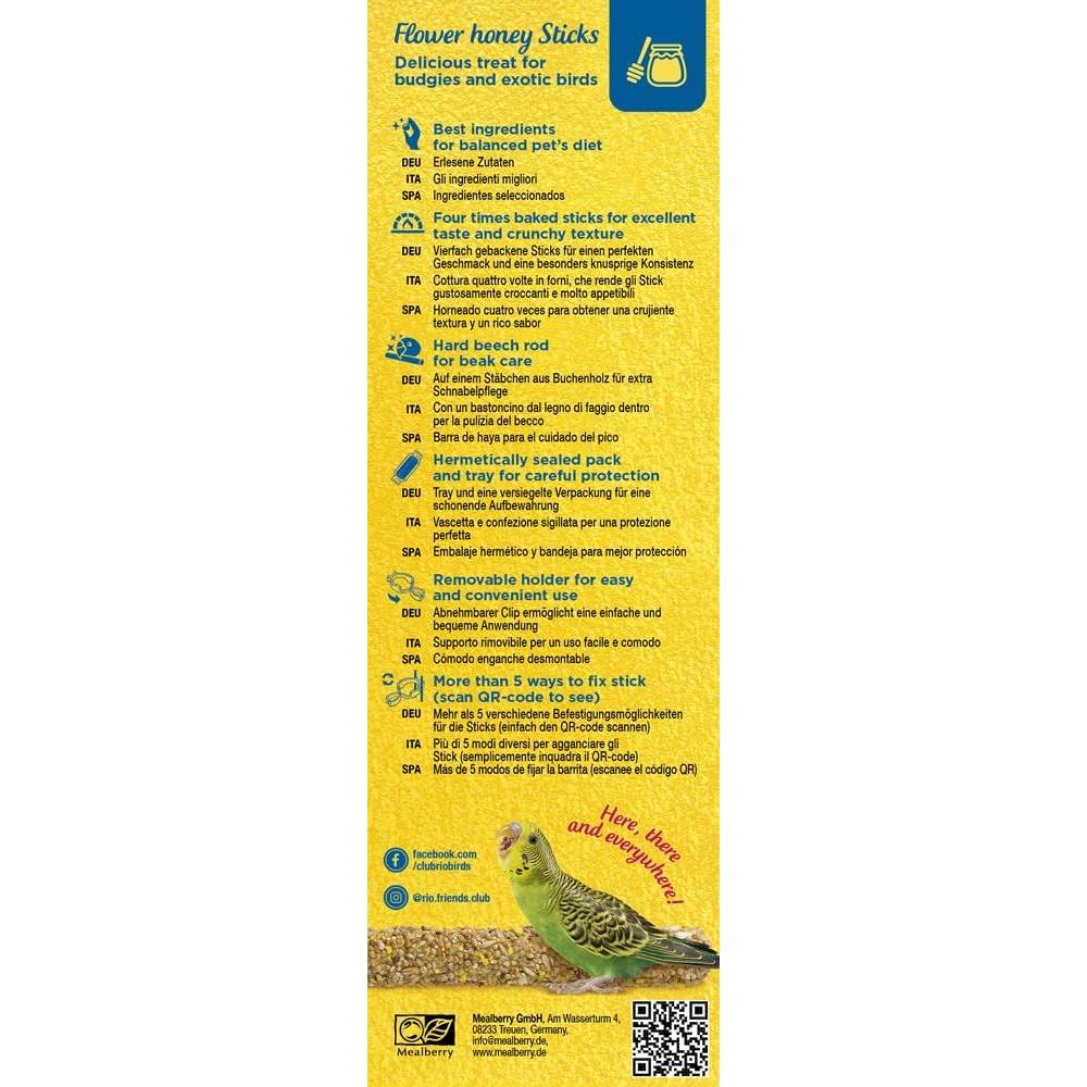 RIO - Sticks For Budgies And Exotic Birds With Honey 2X40G