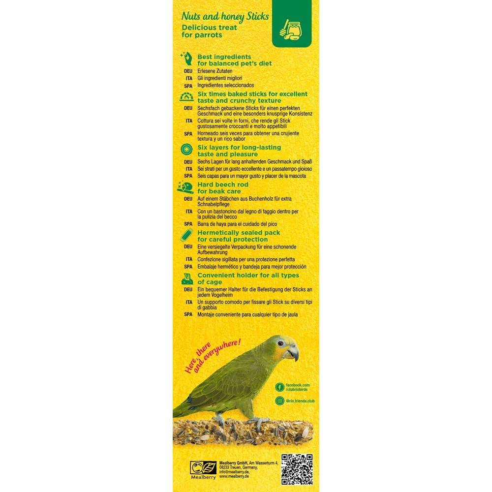 RIO - Sticks For Parrots With Nuts And Honey 2X90G