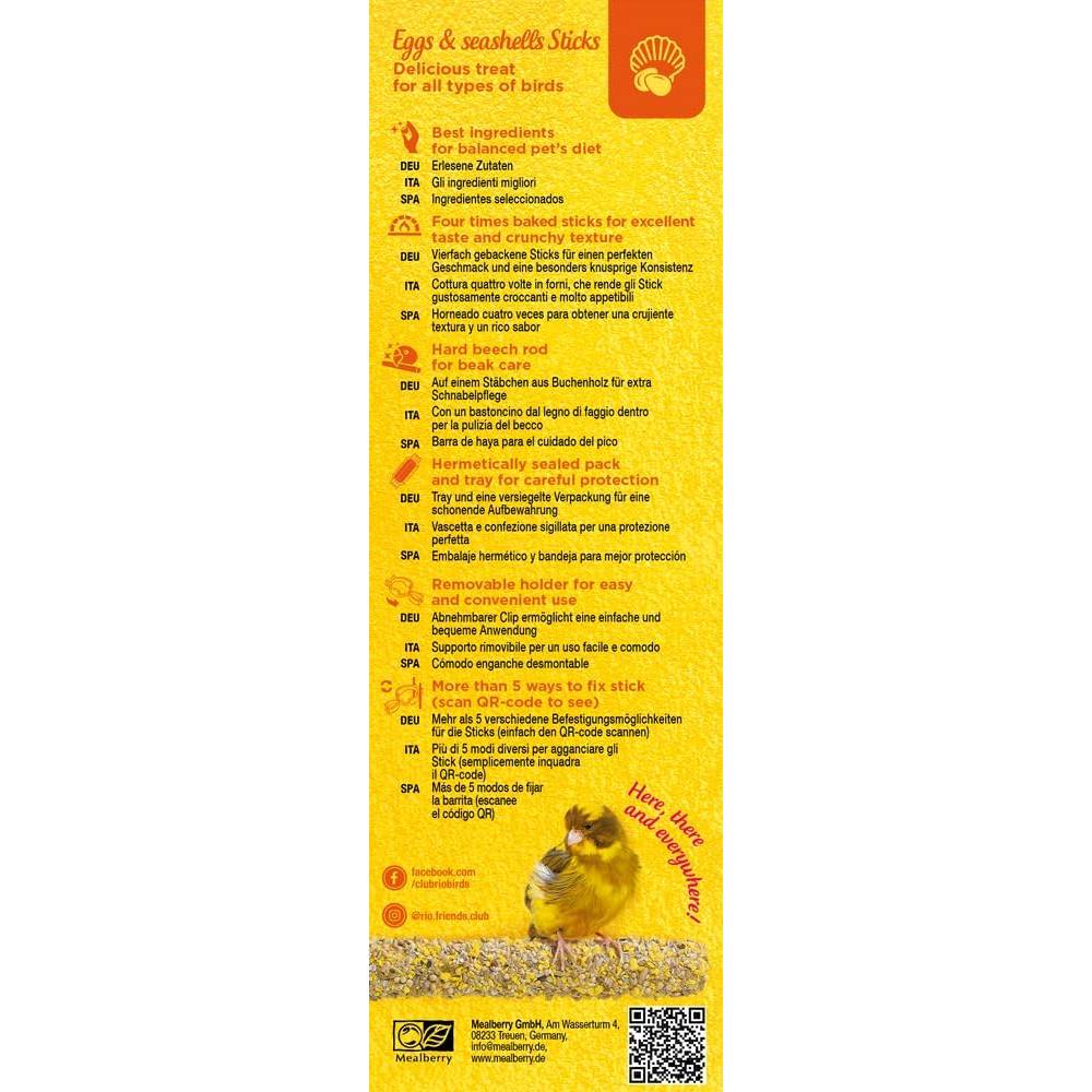 RIO - Sticks For All Types Of Birds With Eggs And Seashells 2X40G