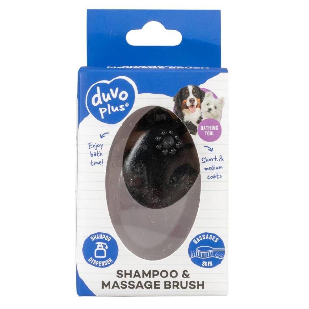 Duvo - Shampoo And Massage Brush Black-11.5x7.5x6cm