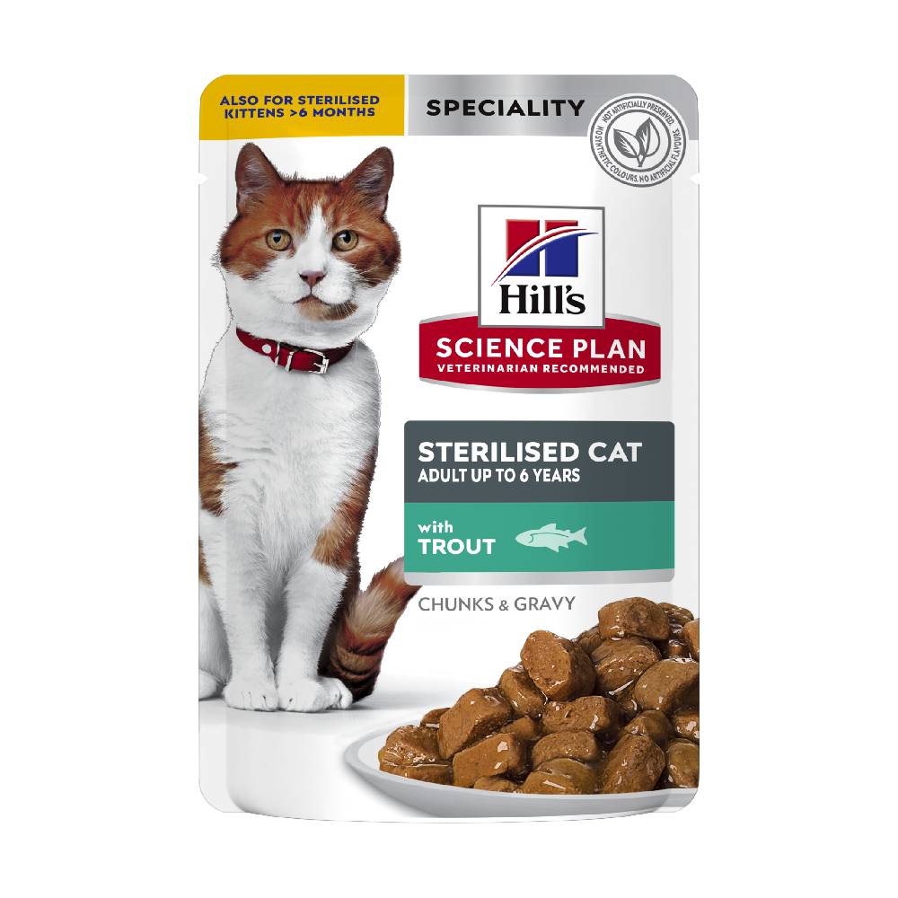 Hill’s - Science Plan Sterilised Cat Adult Cat Wet Food With Trout Pouches 85g