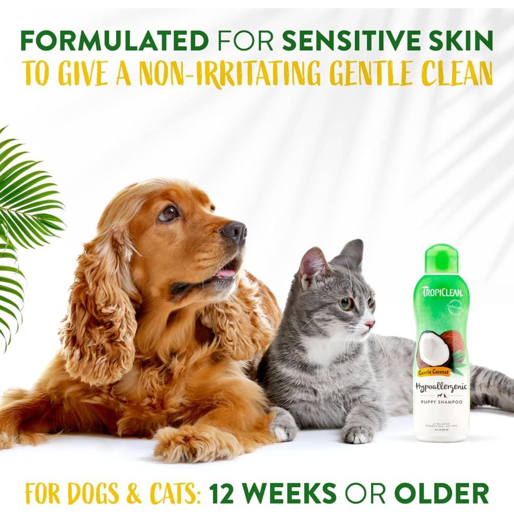 TropiClean - Gentle Coconut Hypoallergenic Puppy and Kitten Shampoo, 12oz