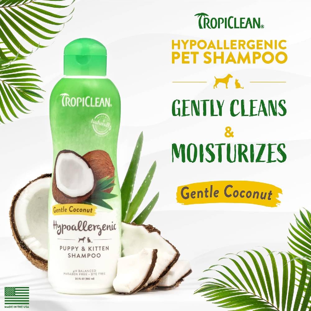 TropiClean - Gentle Coconut Hypoallergenic Puppy & Kitten Shampoo, 20oz