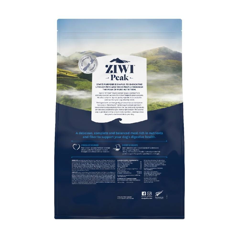 ZIWI Peak - Steam & Dried Grass-Fed Lamb with Green Vegetables Recipe Dry Dog Food 3.2kg