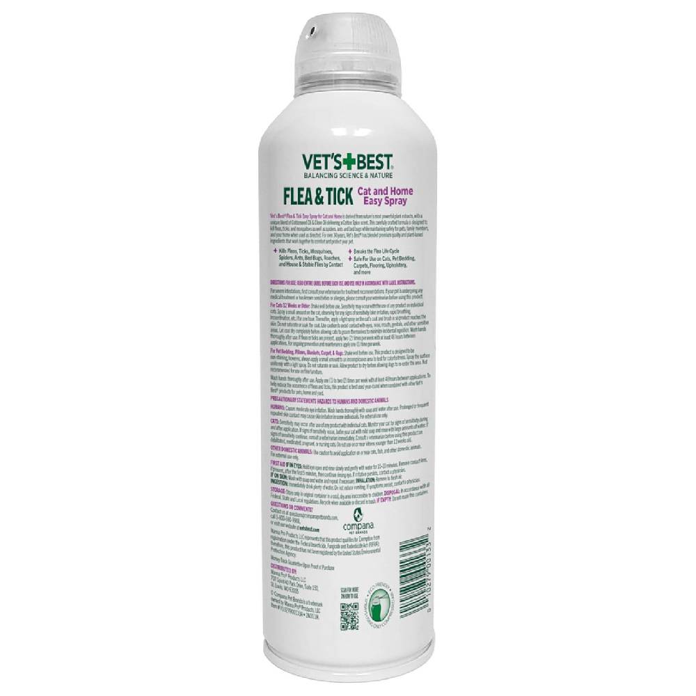 Vet’s Best - Flea and Tick Cat Easy Spray – Cotton Spice Scent, 14 oz.