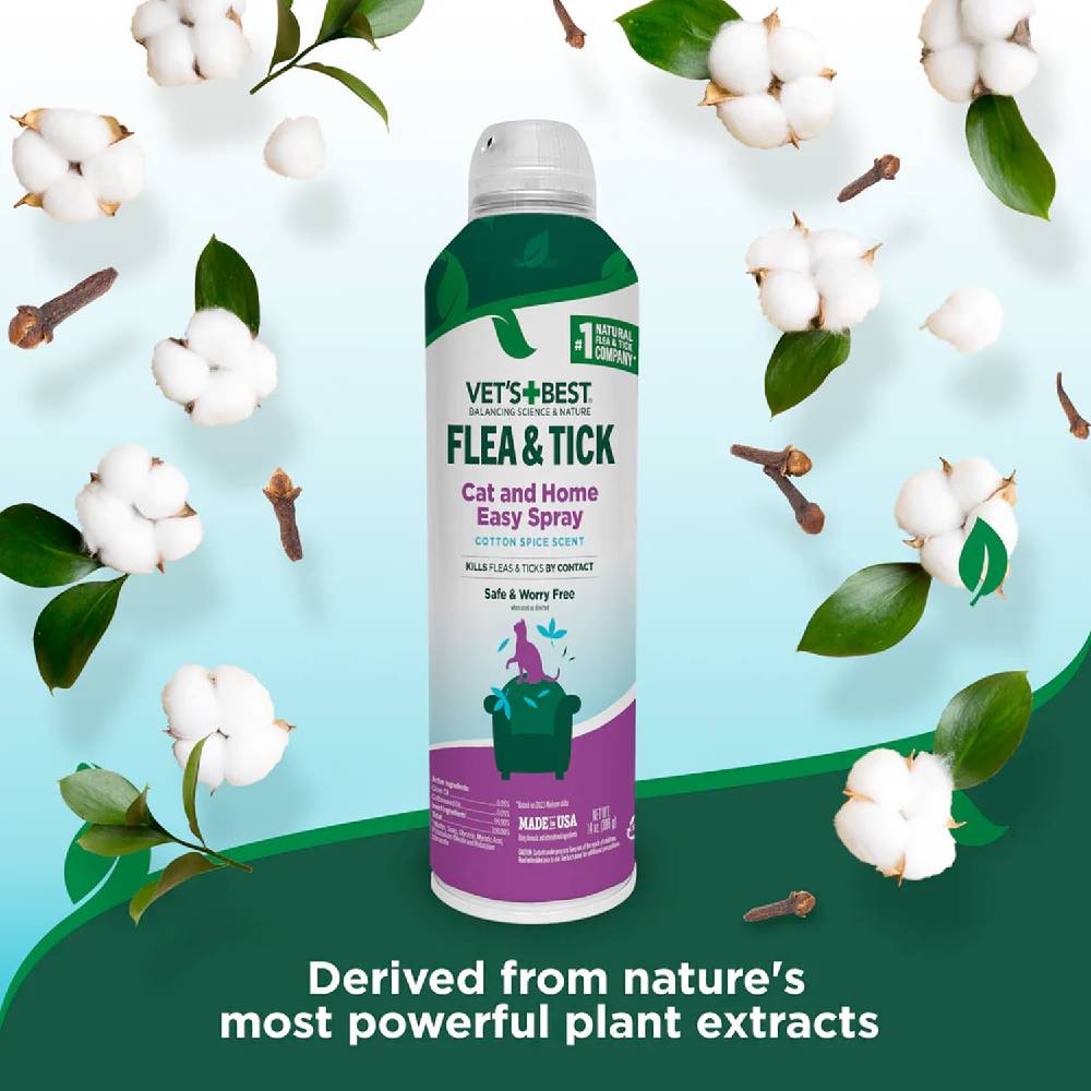 Vet’s Best - Flea and Tick Cat Easy Spray – Cotton Spice Scent, 14 oz.