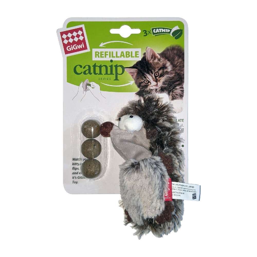 Gigwi - Hedgehog Refillable Catnip with 3 catnip balls