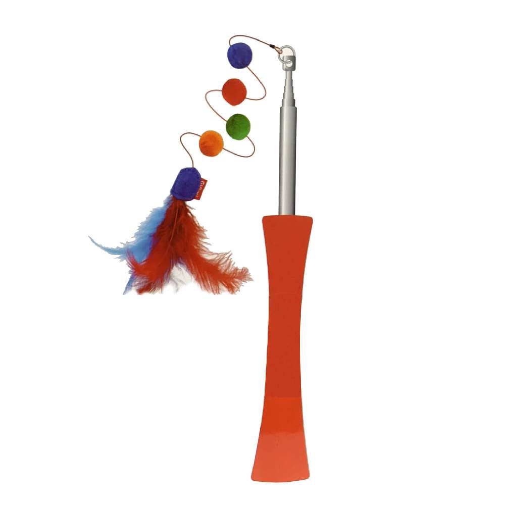 Gigwi - Extendable Catwand Feather Teaser with rattle and tpr handle