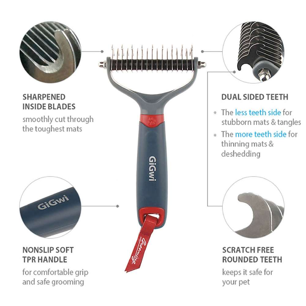 Gigwi - Dual Head Dematting Comb 11 Teeth for Dogs & Cats