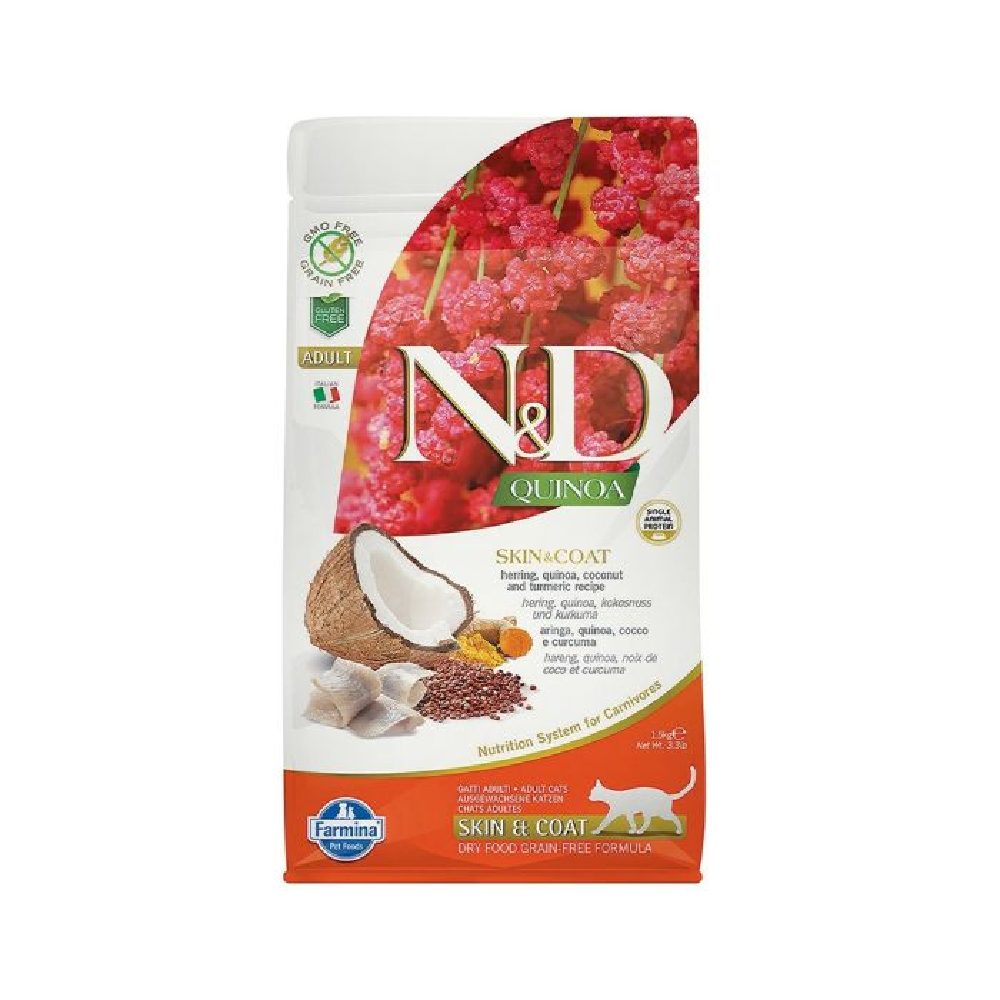 Farmina - N&D Quinoa Skin & Coat Herring Dry Cat Food - 1.5 Kg
