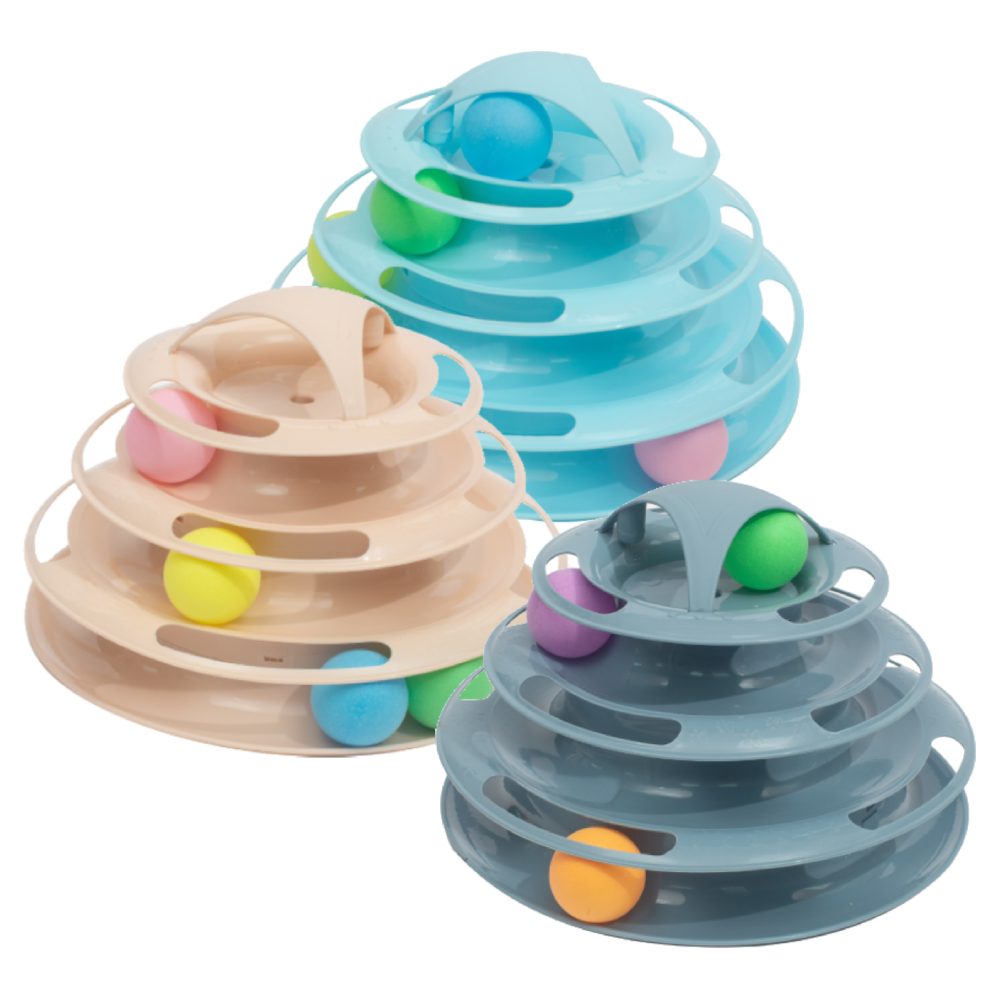 PL - Tower Of Tracks  Cat Toy With Balls