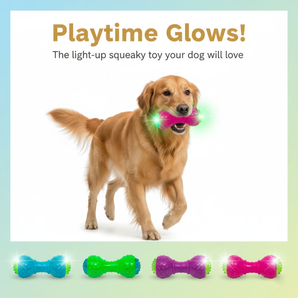 PL - Flashing LED Dumbbell Chew Toy - Small