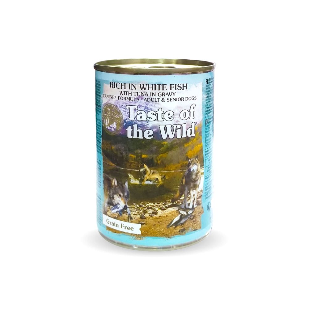 Taste of the Wild - Rich in White Fish with Tuna in Gravy for Adult and Senior Dogs – 390g