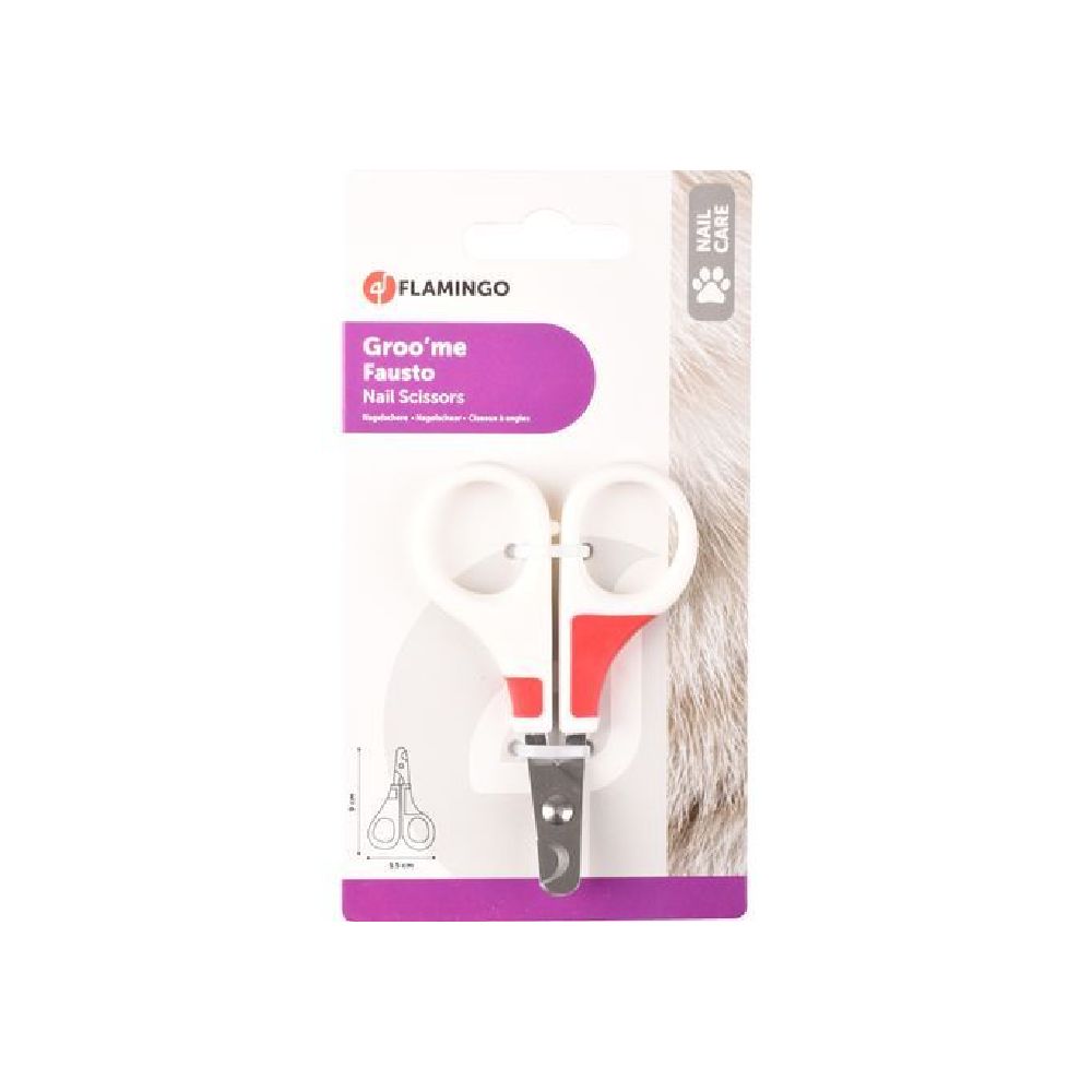 Flamingo - Groo'Me Fausto Cat Nail Scissors White/Red
