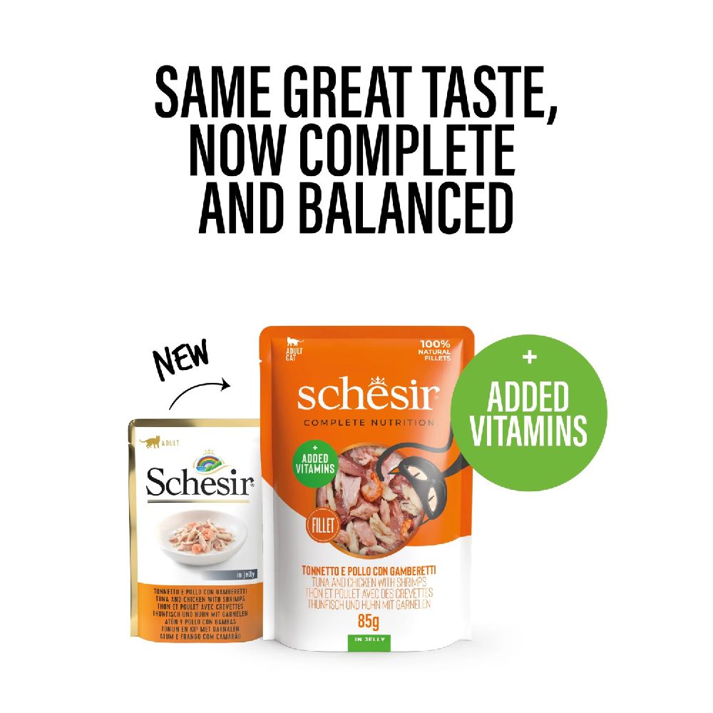 Schesir - Cat Pouch Jelly Tuna Chicken Shrimps 85G