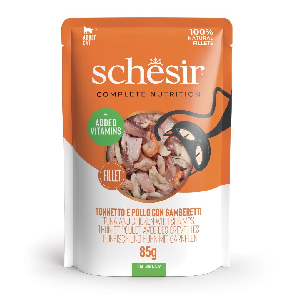 Schesir - Cat Pouch Jelly Tuna Chicken Shrimps 85G
