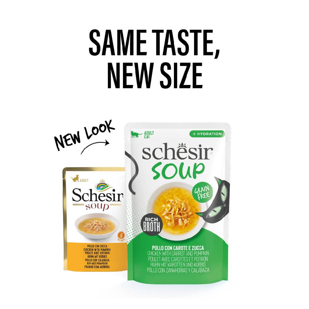 Schesir - Soup Cat Wet Food in Soup Pouch - Chicken With pumpkin - 40 G