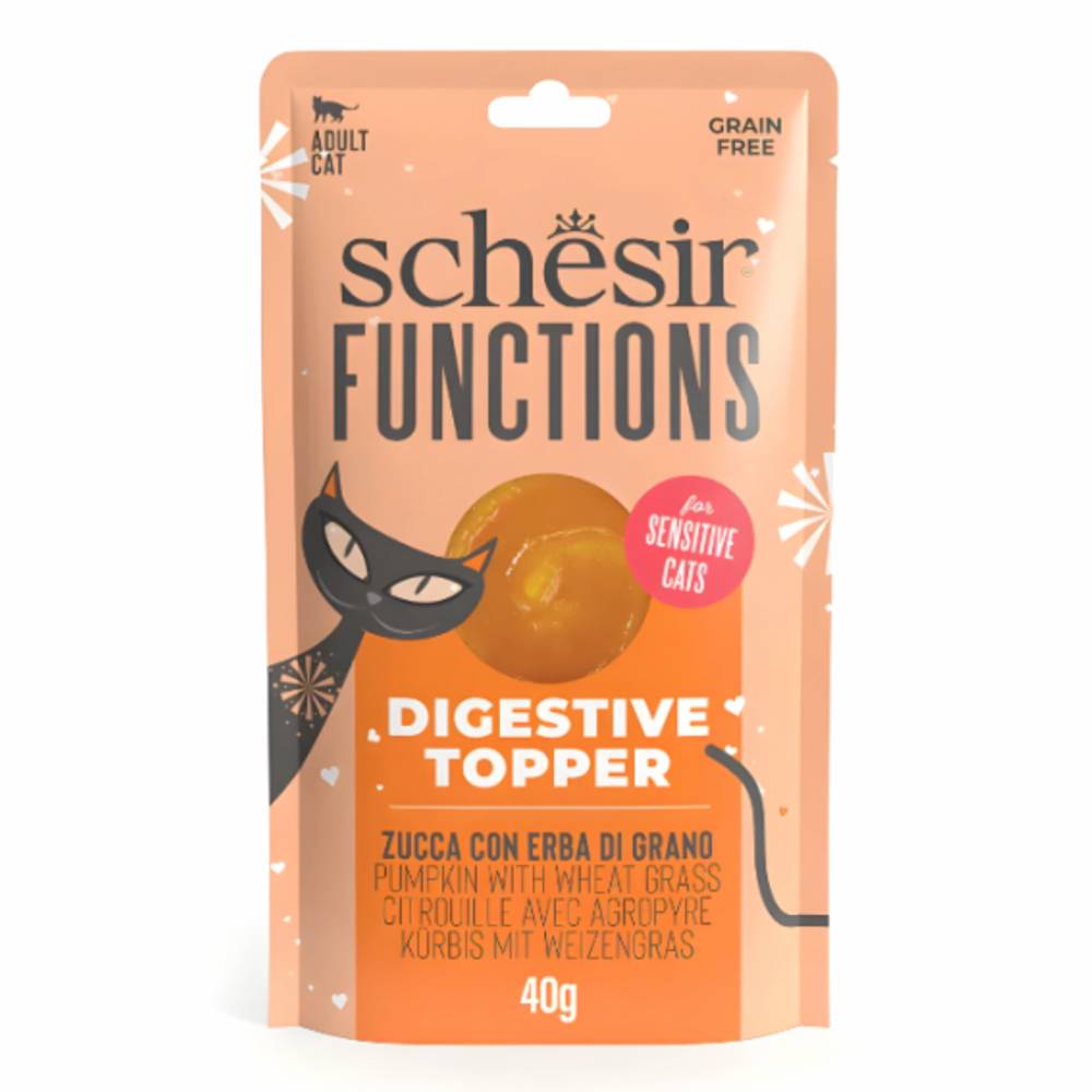 Schesir - Functions Cat Pouch Digestive Topper Pumpkin With Wheat Grass - 40 G