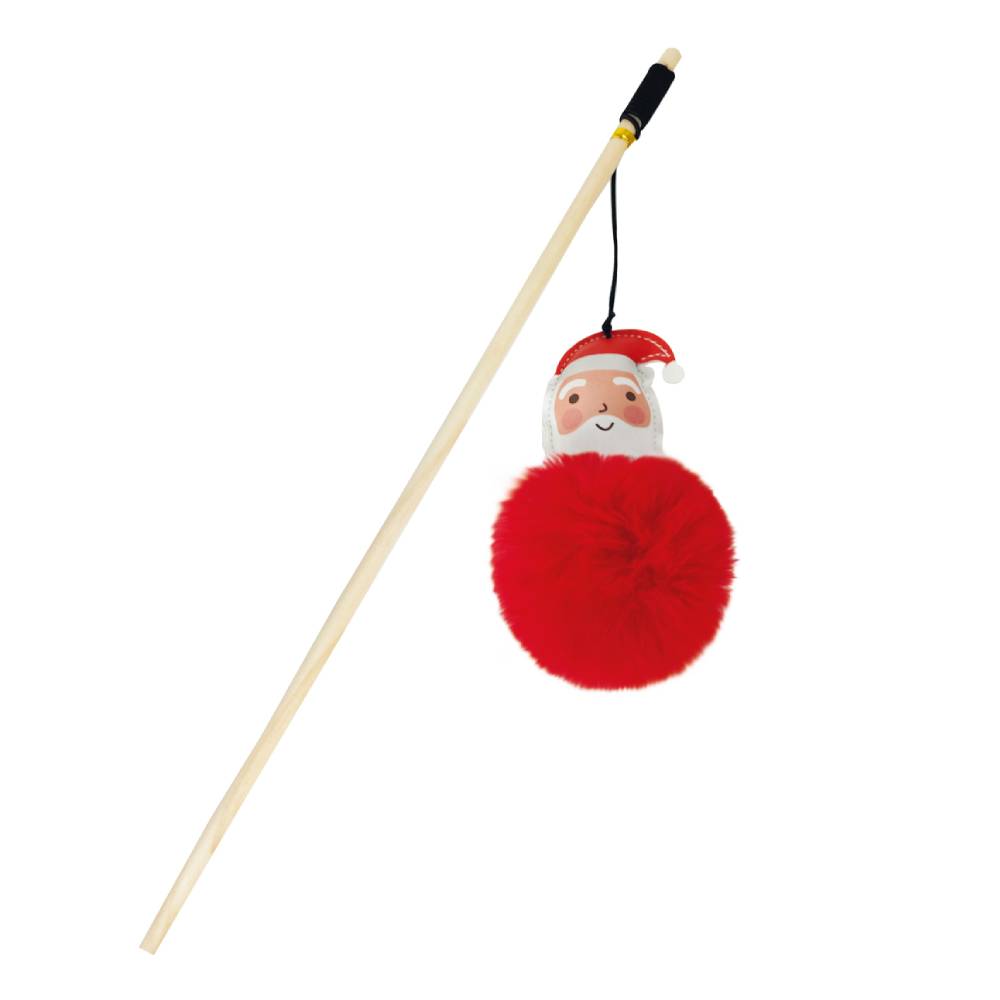 Croci - Christmas Cat Pole Fluffy Santa 40 cm - Cat Wand