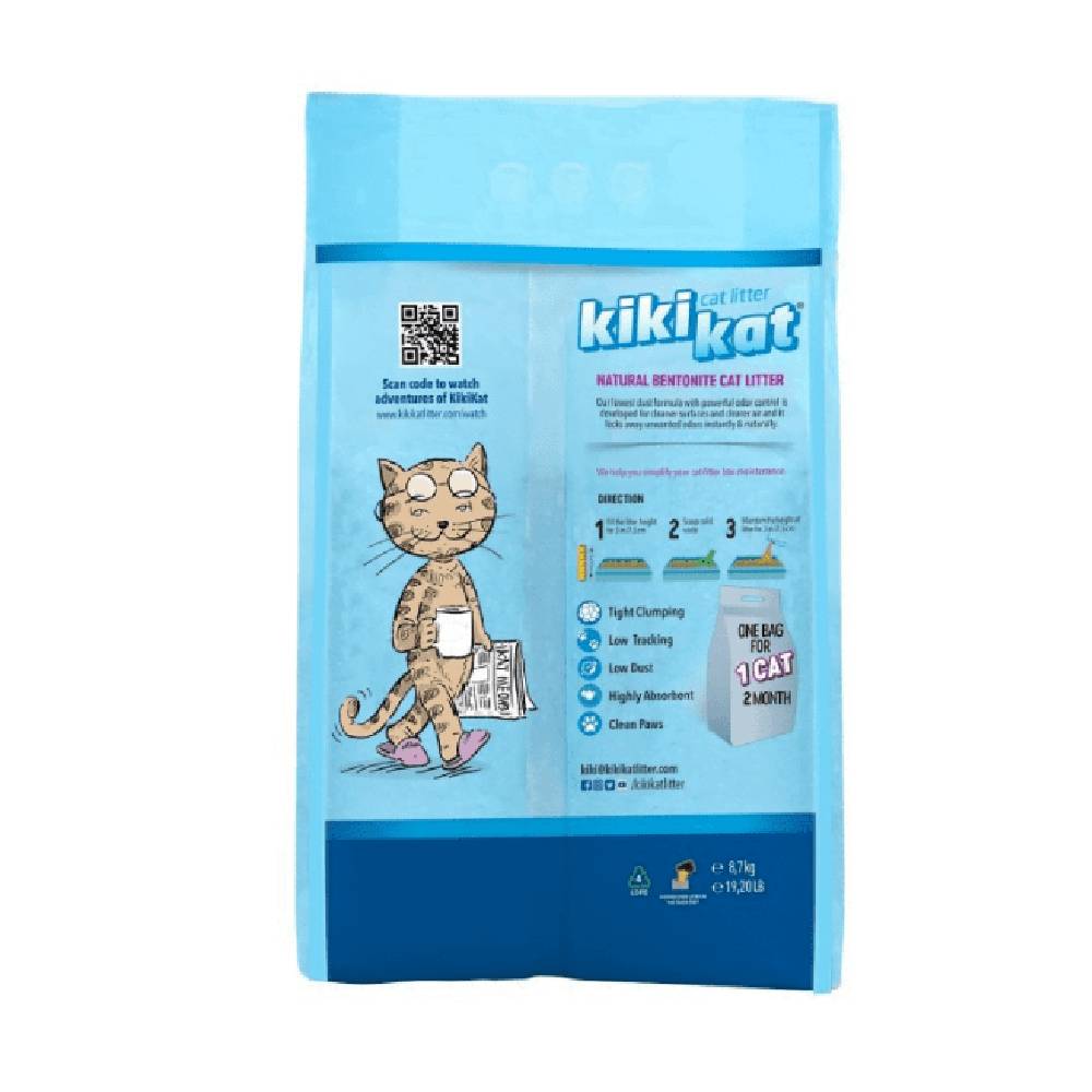 Kiki Kat - White Bentonite Clumping Cat Litter –Natural – 20 L (17.4 Kg )