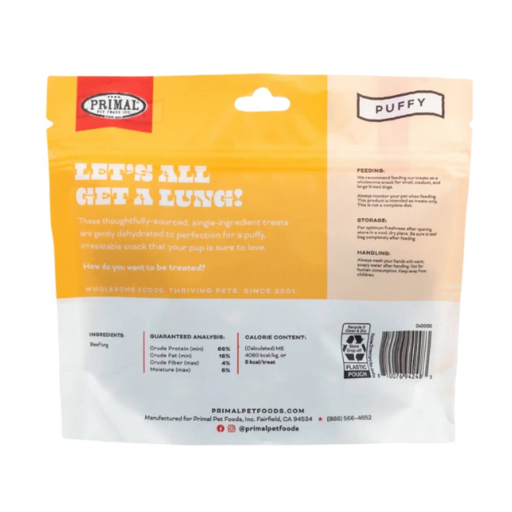 Primal - Lets All Get A Lung - Beef Dehydrated Treat 1.5oz