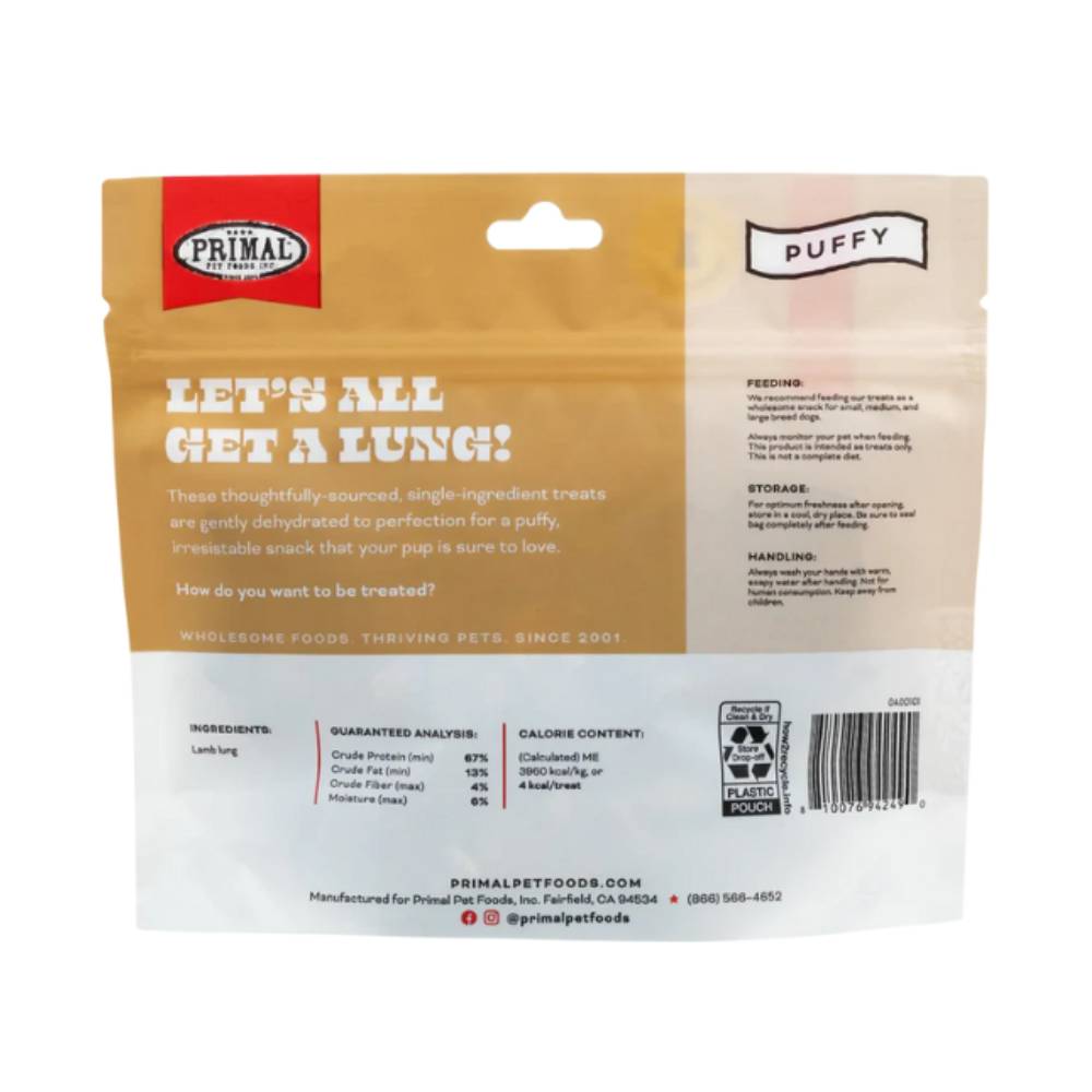 Primal - Lets All Get A Lung - Lamb Dehydrated Treat 1.5oz