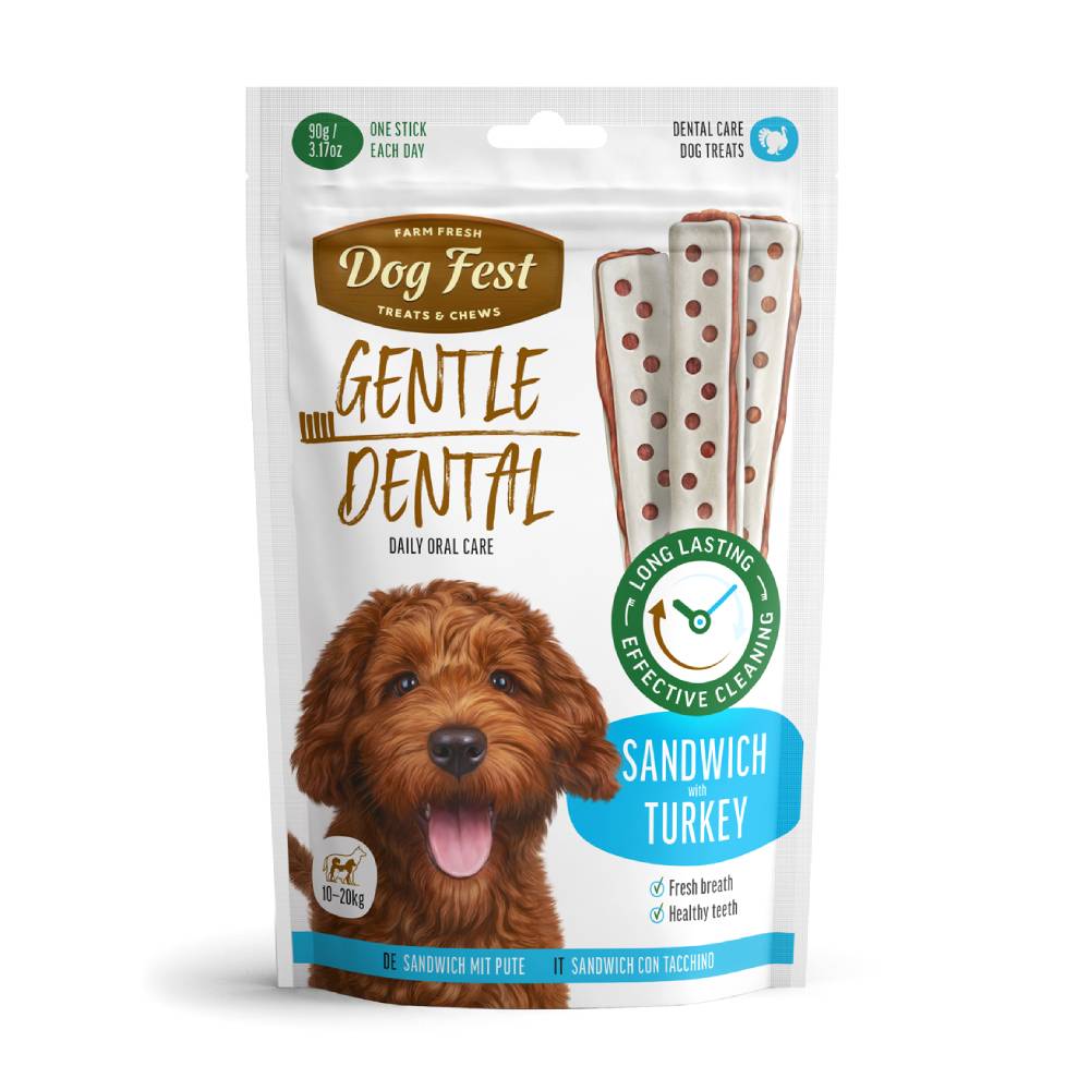 Dog Fest - Dental Treats For Adult Dogs - Sandwich, Turkey 90g