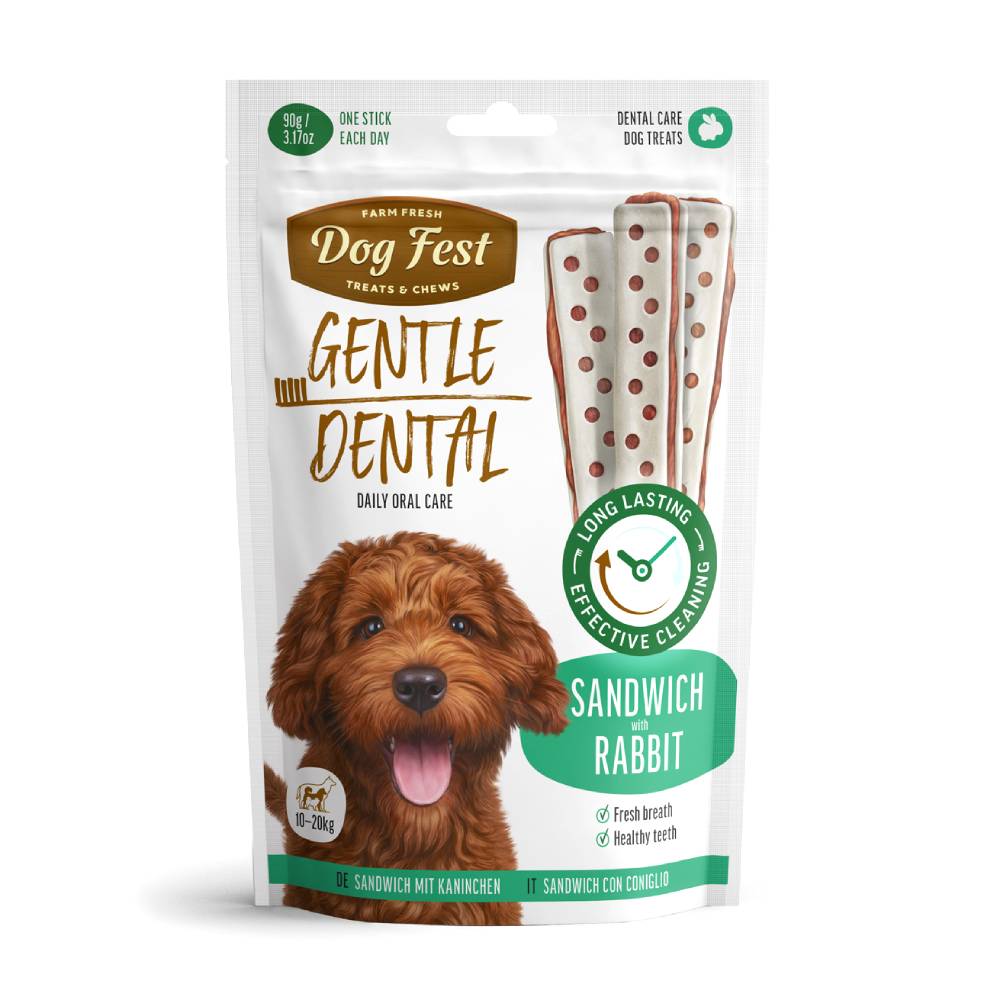 Dog Fest - Dental Treats For Adult Dogs - Sandwich, Rabbit 90g