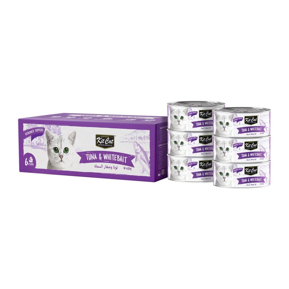 Kit Cat Deboned Tuna & Chicken Toppers for Cats | Grain-Free Wet Food | 6x50g Box