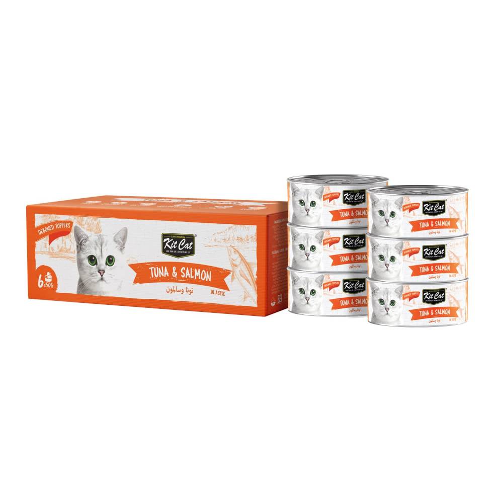 Kit Cat Deboned Tuna & Chicken Toppers for Cats | Grain-Free Wet Food | 6x50g Box