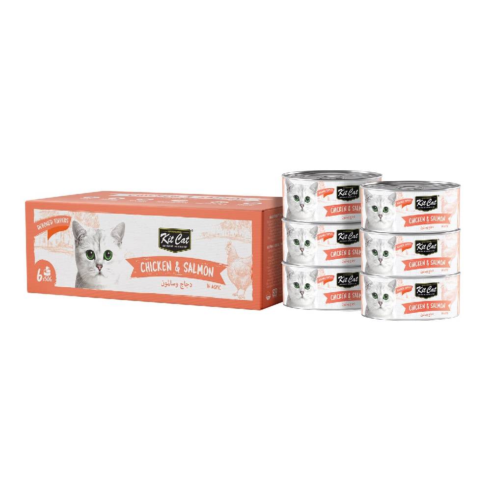 Kit Cat Deboned Tuna & Chicken Toppers for Cats | Grain-Free Wet Food | 6x50g Box