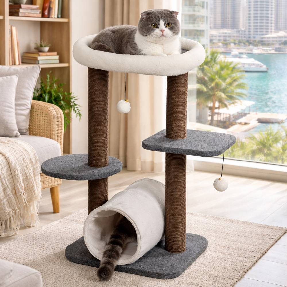 Catry Luxury Cat Tree with Sisal Scratch Post - Modern Multi-Level Design 43x33x72cm