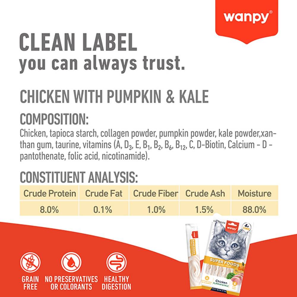 Wanpy Superfoods Creamy Cat Treat – Chicken, Pumpkin & Kale | 70g (5×14g)