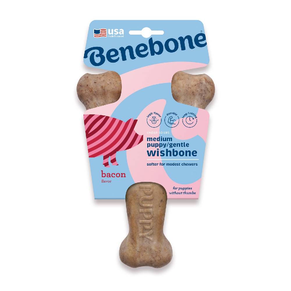 Benebone - Puppy Wishbone Dog Chew Toy – Bacon