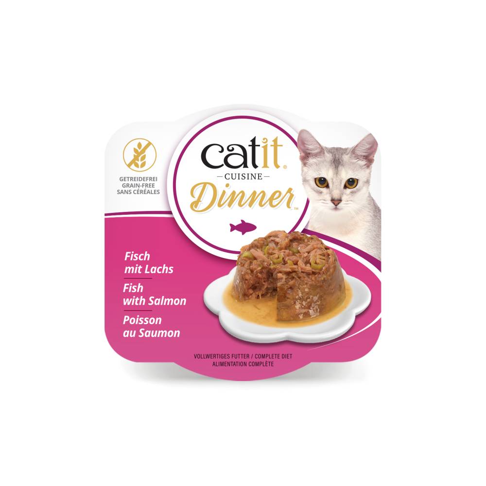 Catit Cuisine Fish Dinner Multipack | Grain-Free Wet Cat Food | 12 x 75g