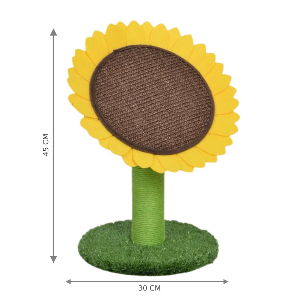 Catry Sunflower Sisal Scratching Post – 30x45cm Cat Scratcher with Plush & Artificial Grass