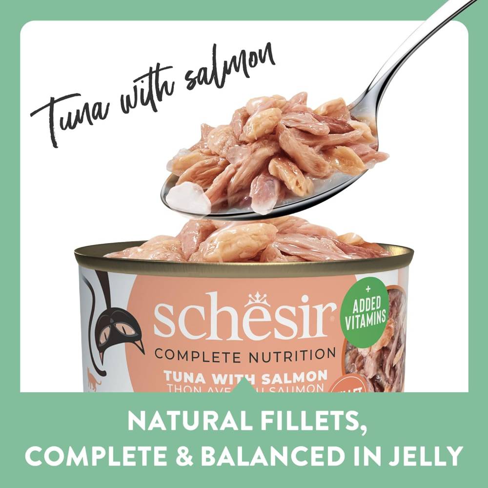 Schesir - Complete & Balanced Nutrition Wet Cat Food in Jelly Can- Tuna With Salmon 85g