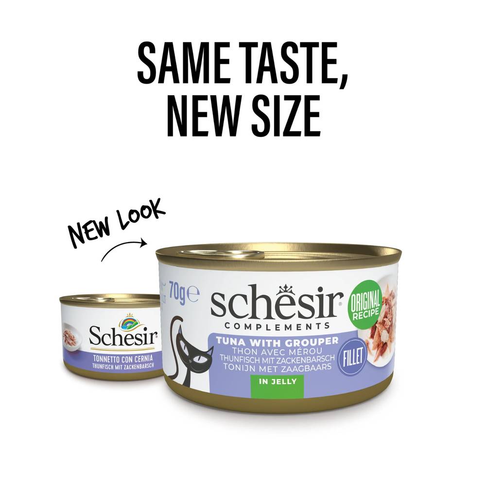 Schesir Tuna with Grouper Cat Wet Food in Jelly | Grain-Free, High-Protein | 70g Can
